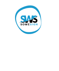 Logo SWS sur rectangle blanc